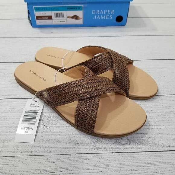 Draper James Alex Cross Strap Sandals Womens Size 10 - Brown - Picture 1 of 6
